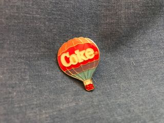 Vintage 1980s Coke Coca Cola Pin Hot Air Balloon Rainbow Pinback Soda Rare