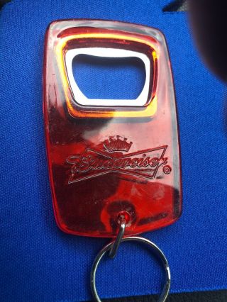 Vintage Budweiser Acrylic Bottle Opener Keychain
