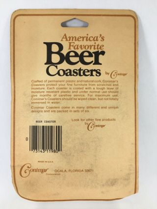 Miller High Life Vintage Beer Coasters.  Set of 6 Plastic and Natural Cork NIP 4