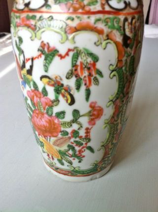 Antique 19th Century Chinese Canton Enamel Porcelain Famille Rose Vase C.  1880 5