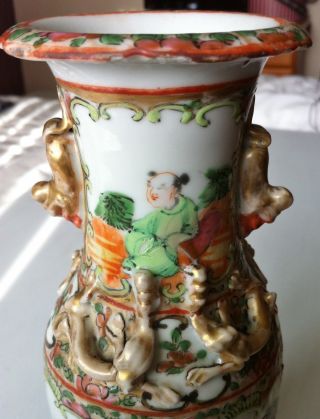 Antique 19th Century Chinese Canton Enamel Porcelain Famille Rose Vase C.  1880 7