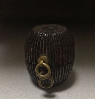 Rare Edo Period Japan Antique Wooden Barrel Shaped Compass Netsuke Inro Ojime