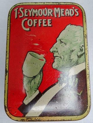 Antique Coffee Tin Advertising Vintage T Seymour Meads Printed 1920s Adert Props