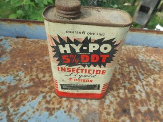 Vintage 1 Pint Can Hy - Po Advertising Tin Can W/ 5 Ddt Insecticide