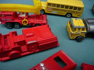 10 Vintage Metal Toy Vehicles Fire,  Police,  Medical,  Gas Truck,  School Bus,  Wrecker 2