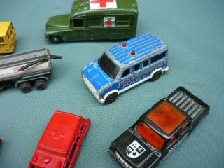 10 Vintage Metal Toy Vehicles Fire,  Police,  Medical,  Gas Truck,  School Bus,  Wrecker 4