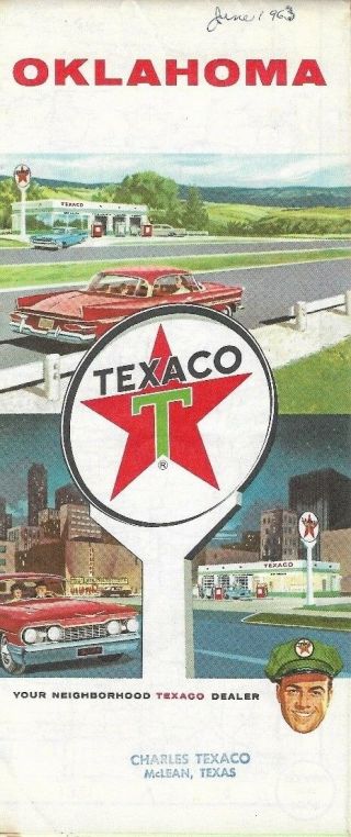 1963 Texaco Gas Station Road Map Oklahoma Route 66 Tulsa Muskogee Enid Gousha