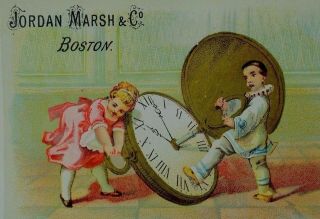 Jordan Marsh & Co Pantomime Clown & Girl Winding Giant Pocket Watch P41