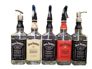 Clear Coat Jack Daniels Whiskey Soap Dispenser / Glass Spray Bottle / Barber