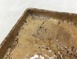H341 Japanese square plate of really old SHINO pottery with very good atmosphere 3
