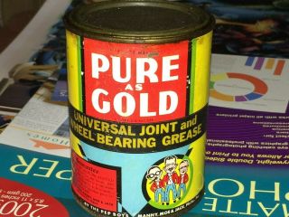 Pep Boys " Pure As Gold " Universal Joint & Wheel Bearing Grease Can,  Vintage
