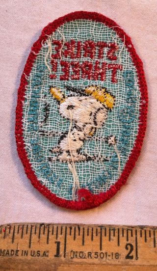 Vintage 1970s Snoopy Baseball Strike Three Embroidered Patch Peanuts Gang Sew On 2