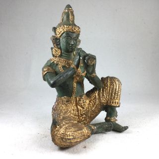 Old Bronze Musical Thai Khmer Goddess Music Sculpture Figurine Art 4 Inches D
