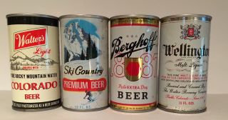 4 Different Straight Steel Beer Pull Tab Cans - Walter Brewing - Pueblo,  Co.