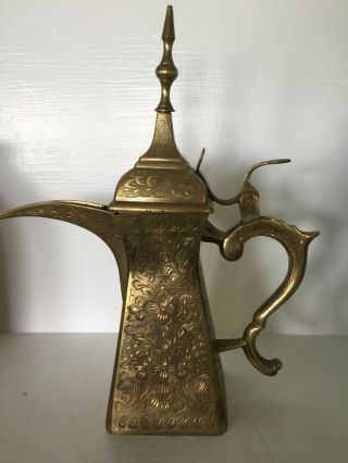 Antique Solid Brass Arabic Coffee Pot Dallah