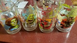 Shrek The Third Mcdonalds Collectible Glasses Set Of 4