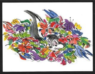 Warner Bros Looney Tunes Pepe Le Pew Bouquet Giclee Promo Card Flowers