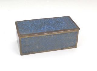 Antique Chinese Cloisonne - Oriental Blue Enamel - Wire Decorated Stamp Box
