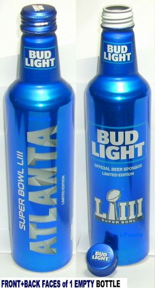 Nfl 2019 Superbowl 53 Atlanta Football Sports Bud Light Beer Aluminum Bottle Can