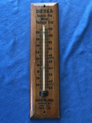 Dierks Vintage Wooden Thermometer 12 Inches Long.  Well