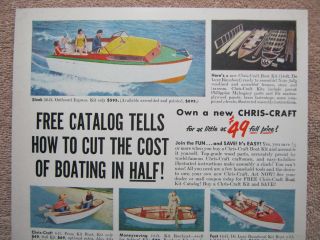 Vintage 1953 Chris - Craft Boat Kits Outboard Express Cruiser Speedboat Print Ad 2