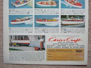 Vintage 1953 Chris - Craft Boat Kits Outboard Express Cruiser Speedboat Print Ad 3
