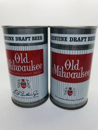 Old Milwaukee Draft - Two Different Steel Beer Cans.  1960’s Wisconsin Wi