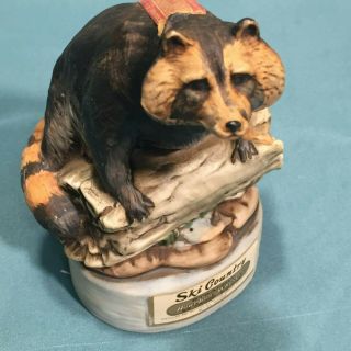 Ski Country Raccoon With Fish Mini Decanter Foss Co Limited Edition