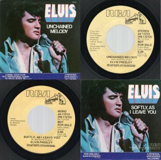 (promo - Mono) Elvis Presley " Unchained Melody/softly,  As I Leave You " Rca Jh - 11212