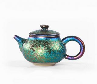Tianmu Glaze Oil Droplets Jian Zhan Colorful Xishi Teapot Ceramic Tea Set 1pc