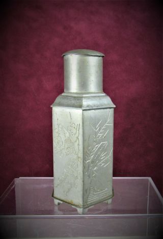 Antique Chinese Pewter Tea Caddy 2