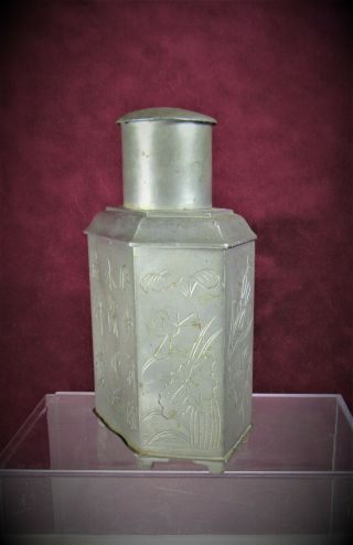 Antique Chinese Pewter Tea Caddy 5