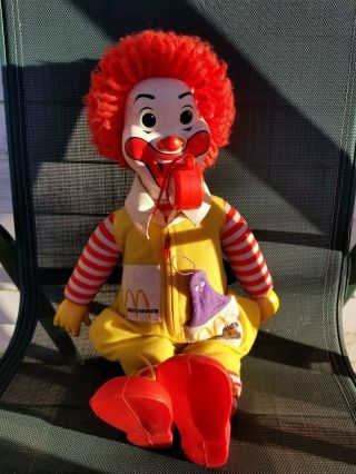 Vintage 1978 Hasbro Ronald Mcdonald Restaurant Clown Whistle Plush Doll 21 "