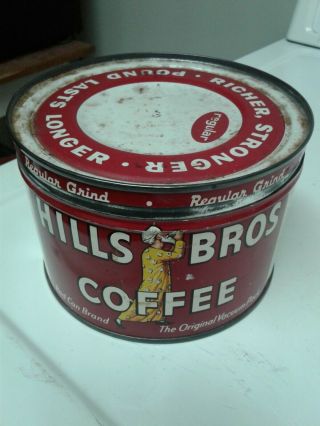 Vintage Hills Brothers Coffee Tin - Rare 1 Lb.  - Red Can Brand
