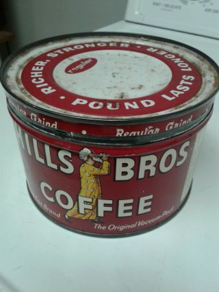 Vintage Hills Brothers Coffee Tin - Rare 1 lb.  - Red Can Brand 3