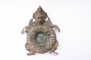 Old Antique Brass Chinese Yali Figure Table Decorative Cigarette Ashtray Nh3437