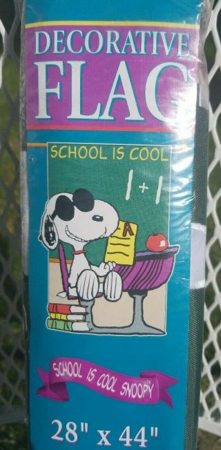 Peanuts Snoopy School Is Cool Teacher Garden Nylon Flag 28 " X 44 " Classroom