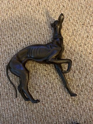 Greyhound Whippet Dog Cast Brass Bronze Toned Vintage Statue Sculpture