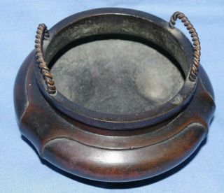 Very Fine Antique Chinese Bronze Censer With Handles & 6 character seal mark 5