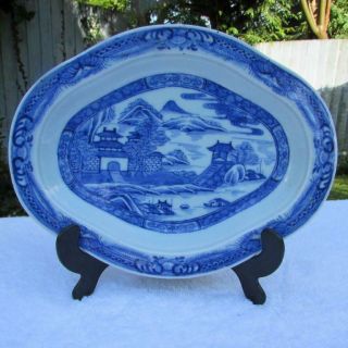 Fine Antique 18thc Chinese Qianlong Blue & White Platter Dish