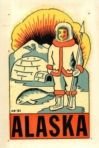 Alaska Eskimo Igloo Seal Hunting Vintage Water Slide Decal