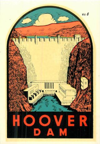 Nevada Arizona Colorado River Lake Mead Hoover Dam Vintage Water Slide Decal