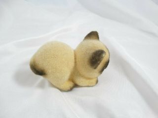 Vintage Porcelain Fuzzy Flocked Siamese Cat Kitten Figurine Josef Originals 3