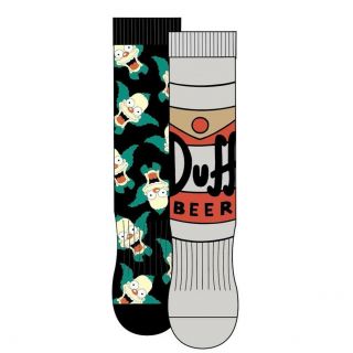 Simpsons Krusty And Duff Beer Athletic Crew Socks 2 Pack