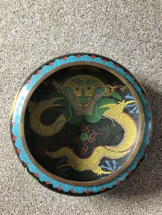 Fine Quality Antique Chinese Cloisonne Dragon Bowl Censer Character Mark