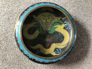 FINE QUALITY ANTIQUE CHINESE CLOISONNE DRAGON BOWL CENSER CHARACTER MARK 3