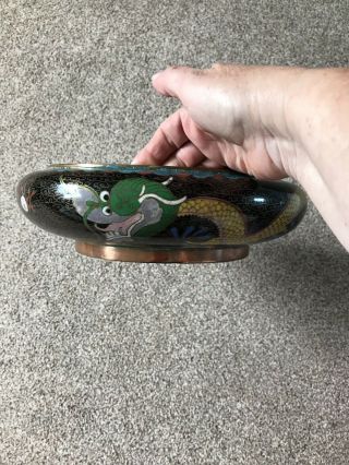 FINE QUALITY ANTIQUE CHINESE CLOISONNE DRAGON BOWL CENSER CHARACTER MARK 8