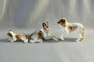 Vintage Miniature Bone China Dog Figurines Borzoi / Russian Wolfhound