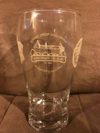Rare Murphys Irish Stout Amber Pint Glass W/ Both Logos And Brewery Image Cork