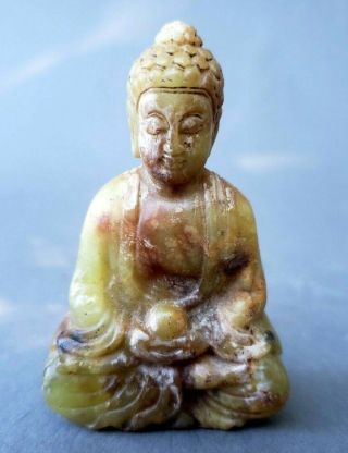 Antique Hand Carved Jade Buddha Figure Pendant 2 1/2 " Tall